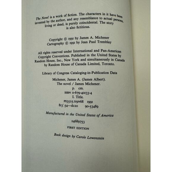 The Novel by James A. Michener (1991, Hardcover) - Picture 10 of 13